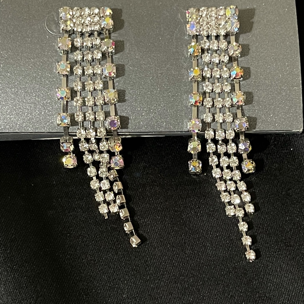 Nwt Earrings - Silver Rhinestones- Massini Box2 14$